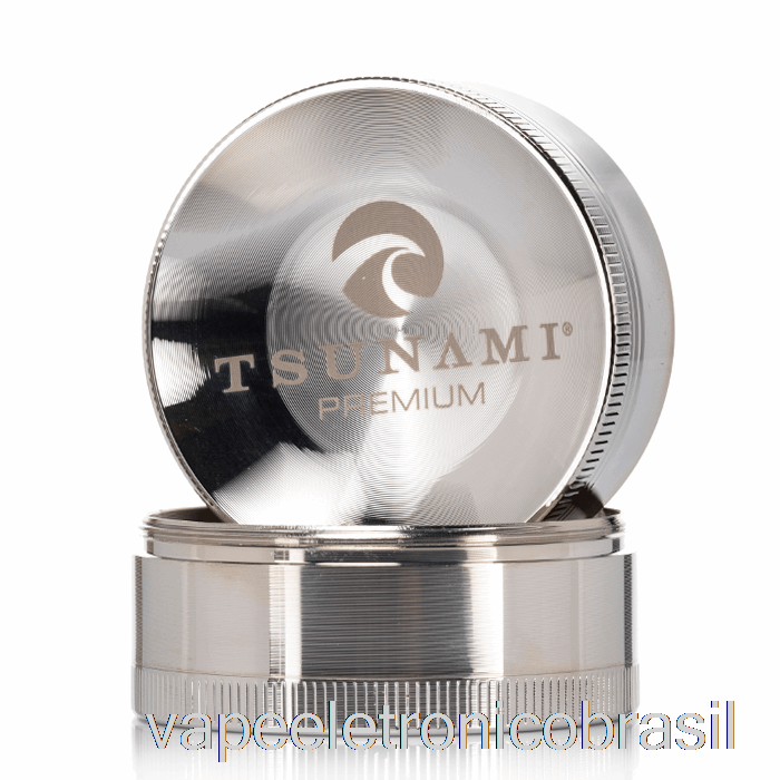 Vape Eletronico Tsunami 2.4 Polegadas 4 Peças Afundado Top Moedor Prata (63mm)